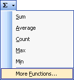 Press the AutoSum bouton and select the More Functions option.