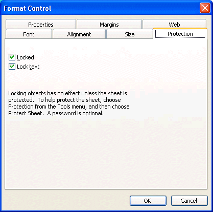 Excel: Protection properties 