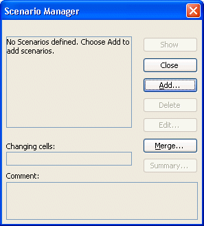 Scenario manager main window