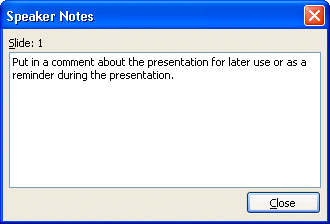 Speaker's notes window