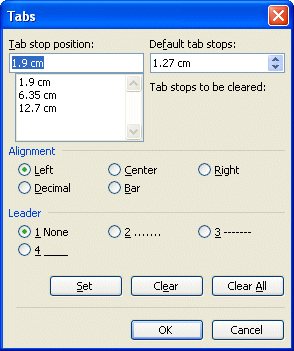 Tabs window