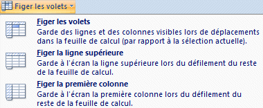 Excel 2007:Affichage-Figer the volets