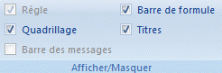 Excel 2007:Affichage/Masquer