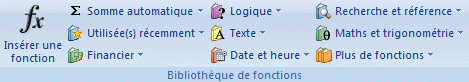 Excel 2007 : Formules - bibliotheque de function