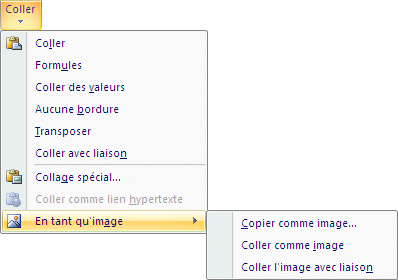 Options de coller