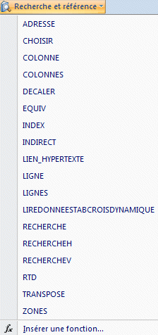 Excel 2007:Formule-recherche et référence