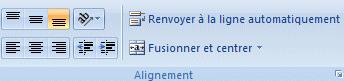 Excel 2007 : Acceuil - allignement