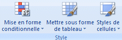 Excel 2007 : Acceuil  - onglet style