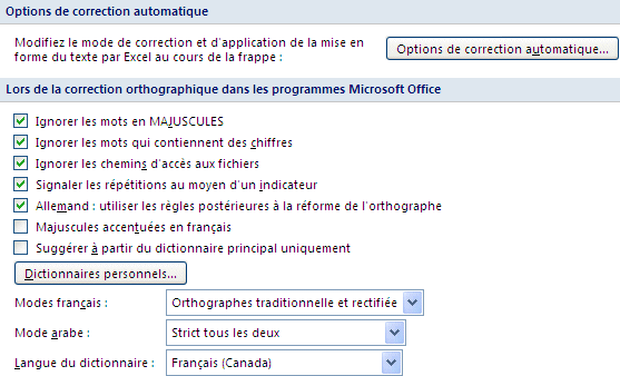 Excel 2007 : Options v&eacute;rification