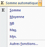 Excel 2007 : Formule - somme automatique 