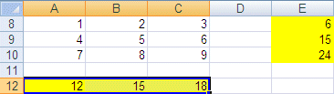 Excel 2007 : Dernière screen avec la commande somme automatique