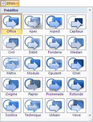 Word Excel 2007 - Liste d'effets