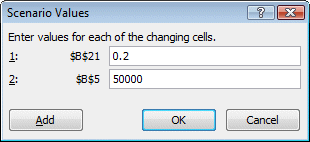 Excel 2010 - Add values to a scenario