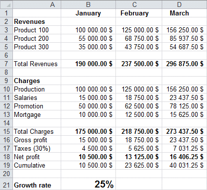 Excel 2010 - Completed model