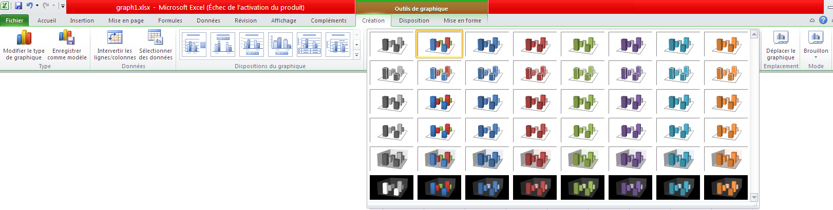 Excel 2007-2010 Onglet Création de Graphiques