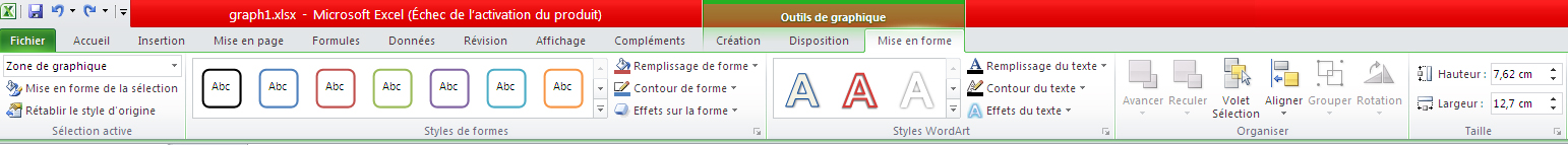 Excel 2007-2010 Onglet Mise en forme de graphiques