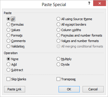 Excel 2010 - Paste special