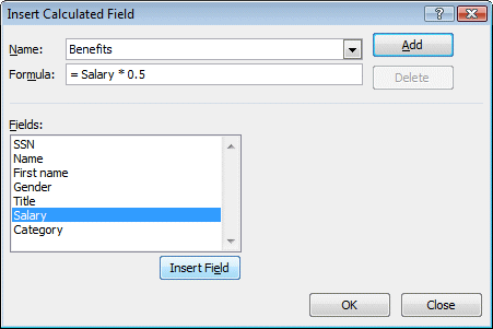 Excel 2010 - PivotTable - Insert calculated field