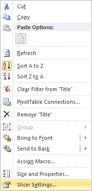 Excel 2010 - PivotTable - Slicer options