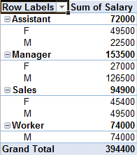 Excel 2007 : Tableau croisé dynamique avec deux champs