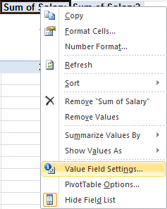 Excel 2010 - PivotTable - Field properties