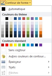 Office 2010 Contour de forme