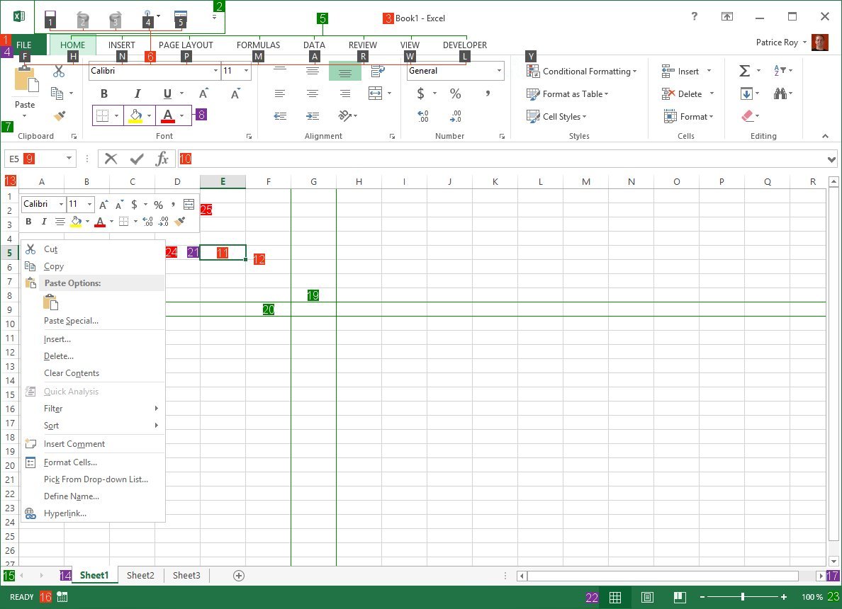 Excel main screen