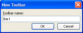 Excel: Enter the name of the new toolbar