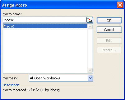 Excel: Assign a macro to a button